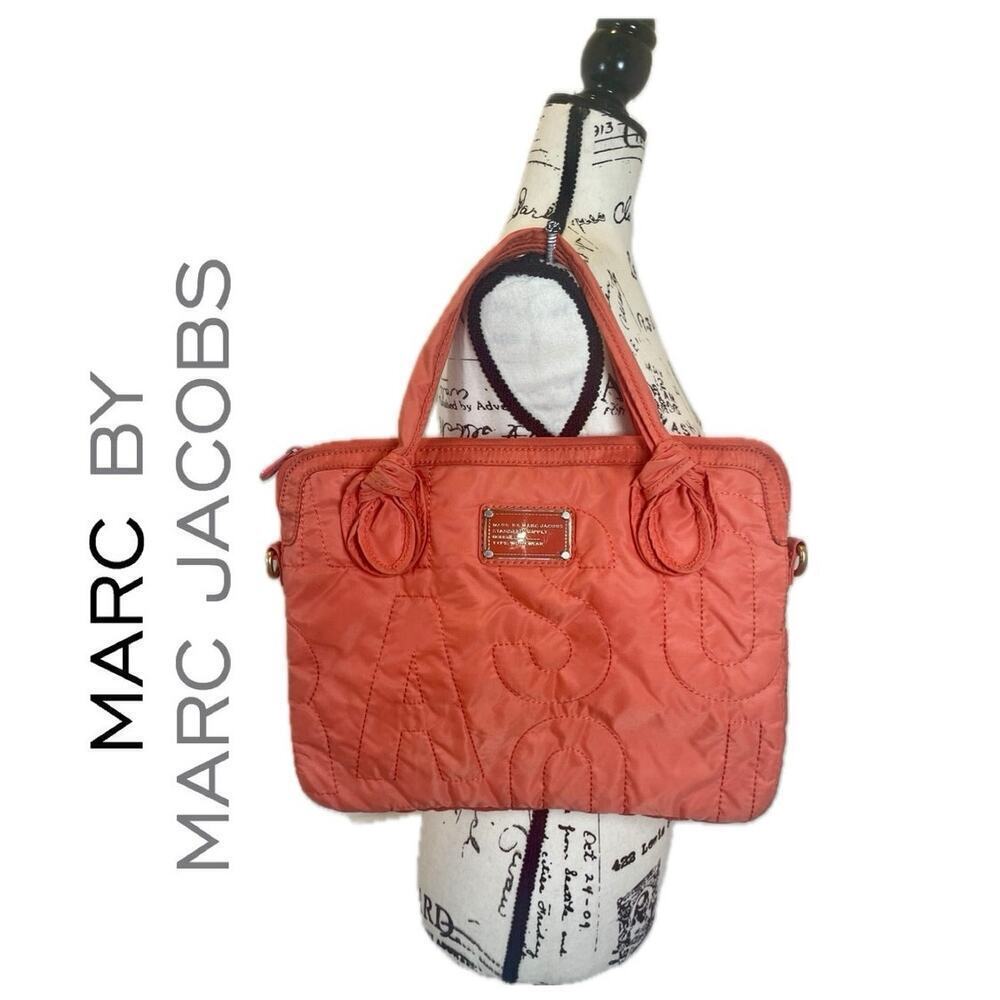 MARC BY MARC JACOB LAPTOP‎ BAG ORANGE QUILTED NYLON COMMUTER BAG SCHOOL COLLEGE